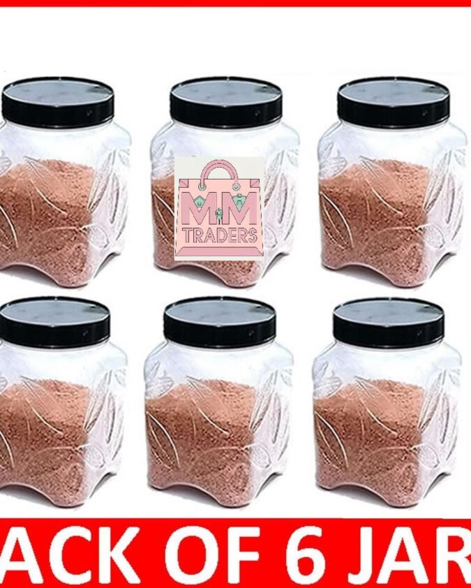 Set of 6 SMALL LEAF DESIGN PLASTIC KITCHEN JARS / STORAGE CONTAINERS 350 ml/250 g