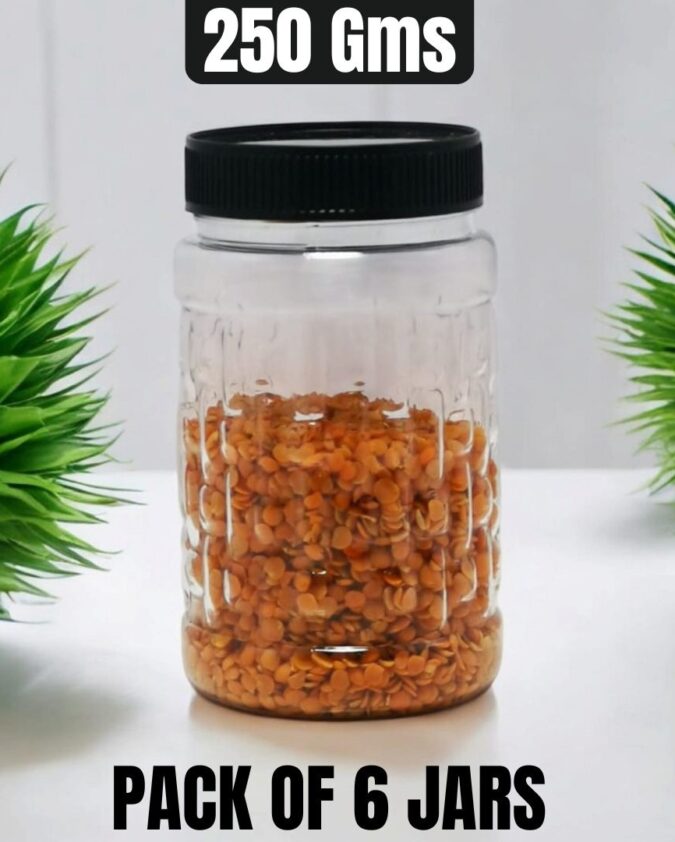 Set of 6 SMALL PLASTIC KITCHEN JARS / STORAGE CONTAINERS  350 ml/250 g