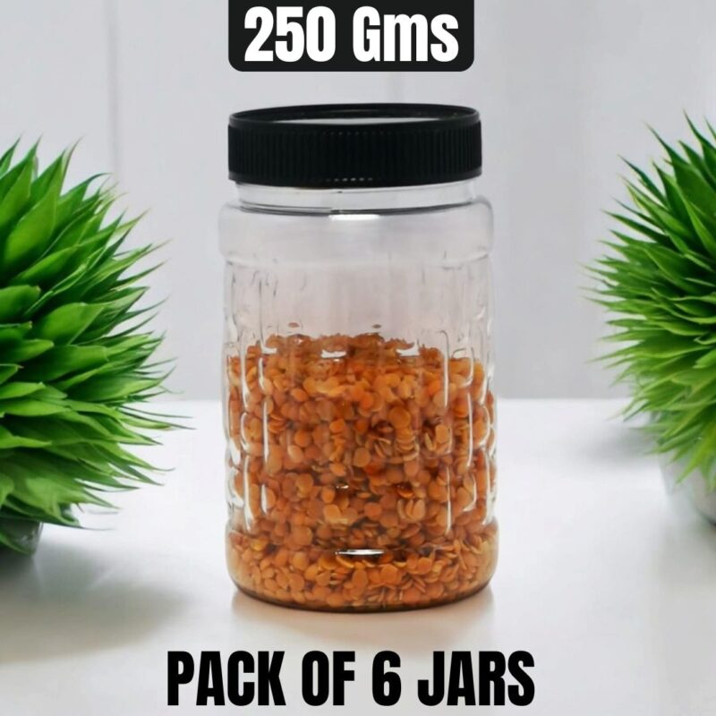 Set of 6 SMALL PLASTIC KITCHEN JARS / STORAGE CONTAINERS  350 ml/250 g