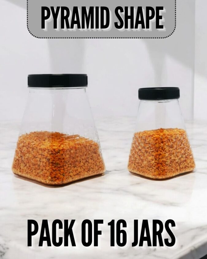 Pack of 16 Pyramid Jars (8 Large and 8 Medium)