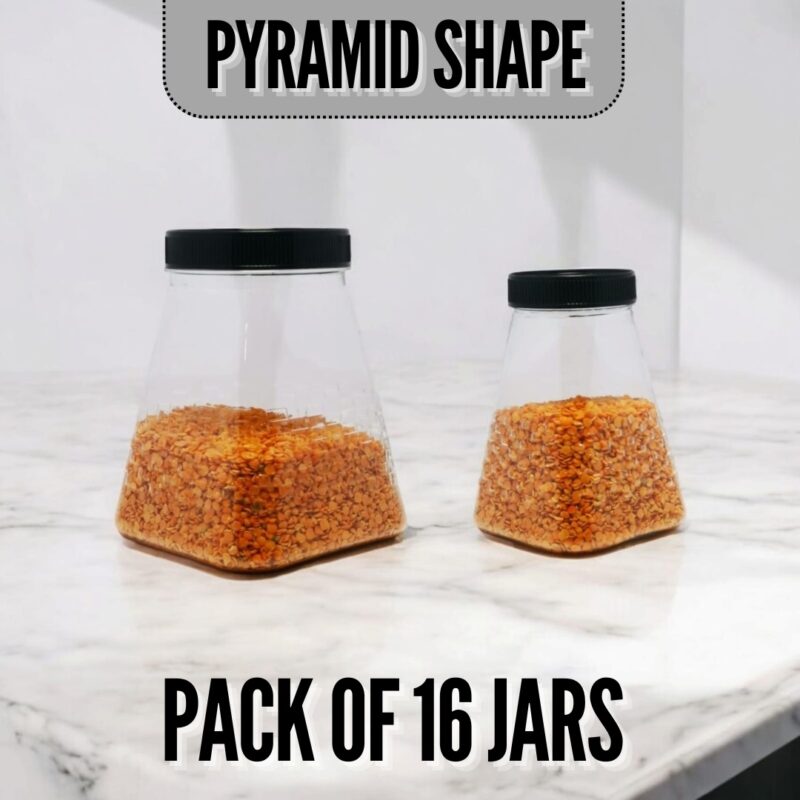 Pack of 16 Pyramid Jars (8 Large and 8 Medium)