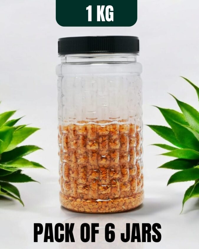 Set of 6 LARGE PLASTIC KITCHEN JARS / STORAGE CONTAINERS 1100ml/1Kg
