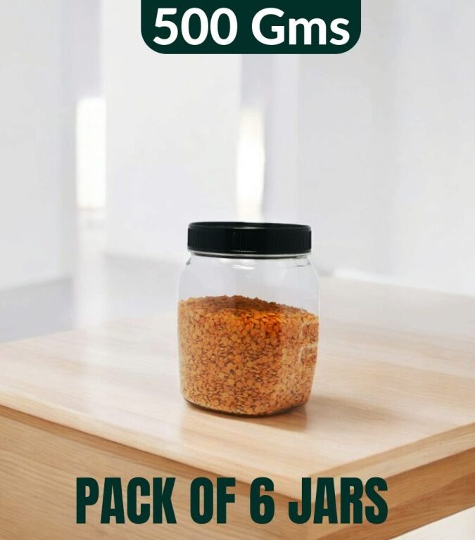 Set of 6 MDEIUM PLASTIC TEA JARS / STORAGE CONTAINERS (500 Gms)