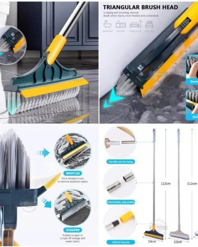 2-in-1 Floor Wiper and Brush for Home Cleaning